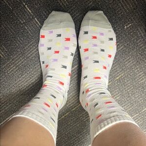 Used White Socks with Multicolor Accents